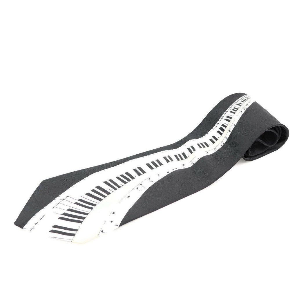 Albert Elovitz Piano Keyboard Tie Mens OS Black Excellent Music Notes Novelty